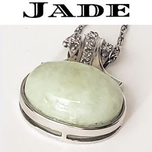 Jade Pendant on 16" Sterling Chain